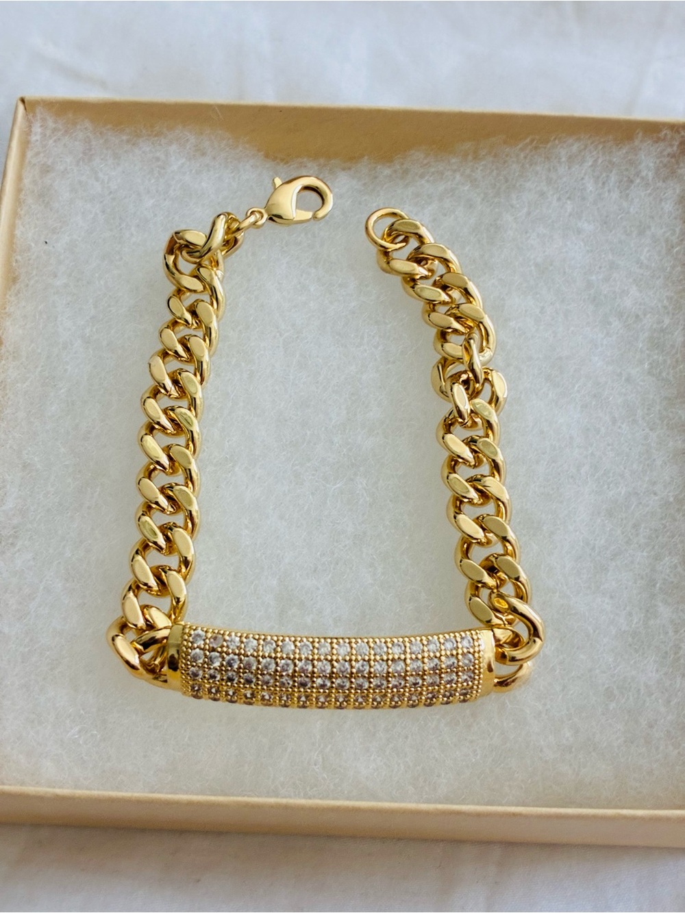 Nordstrom Gold Pave Curb-Chain Bracelet - Picture 4 of 8